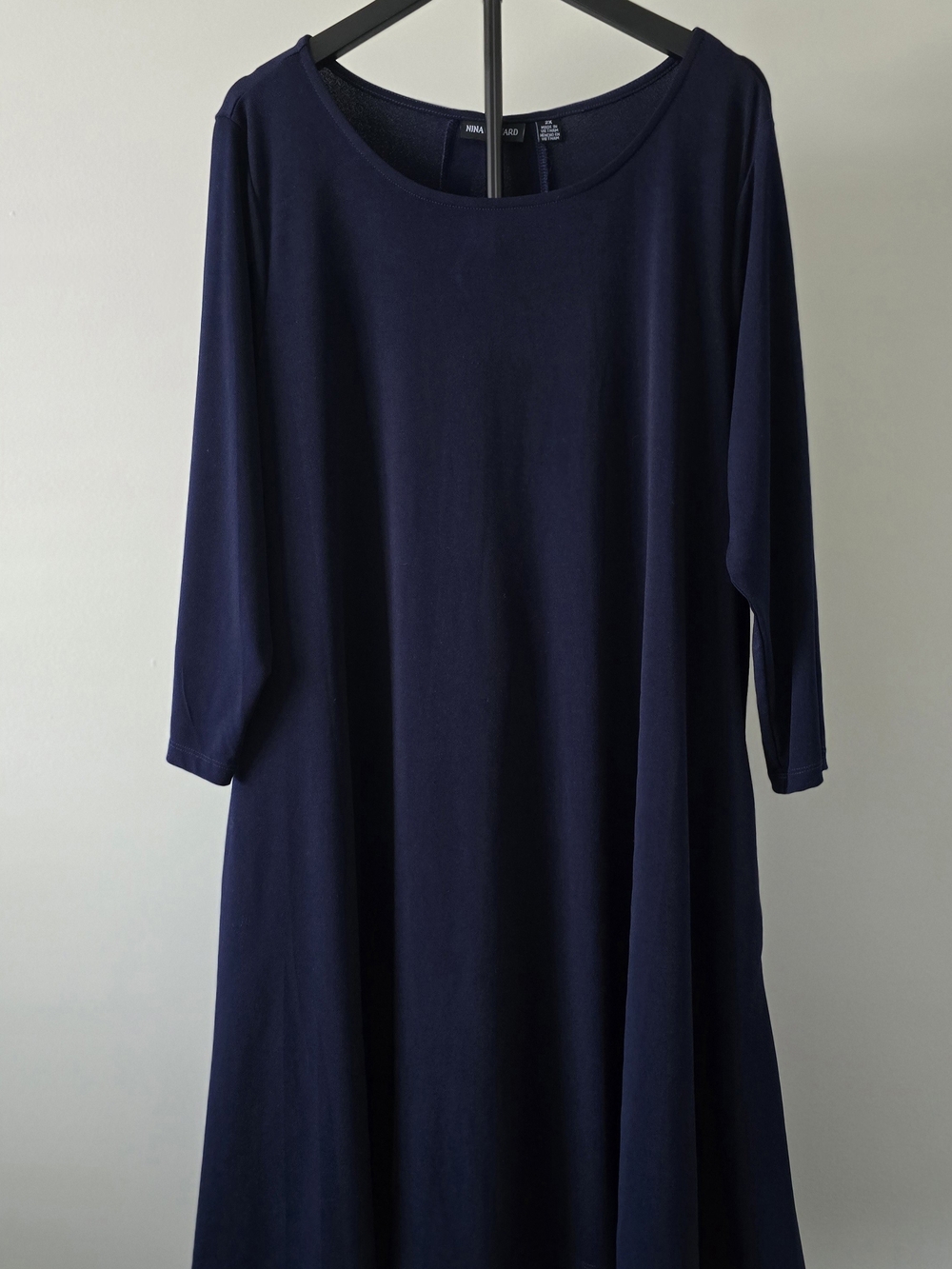 Nina Leonard Midnight Navy Scoop Neck Dress 2X